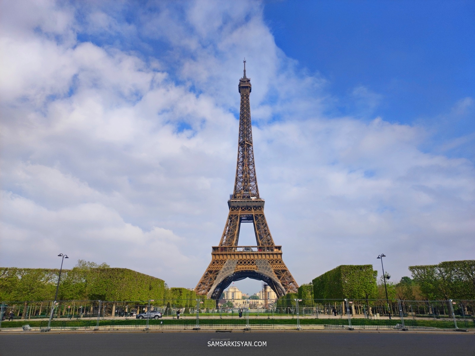 View of the Eiffel Tower from the Champ de Mars