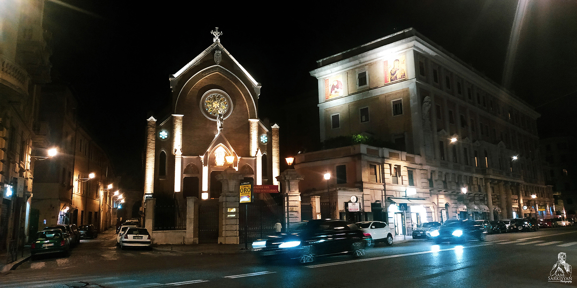 Night church view, Rome