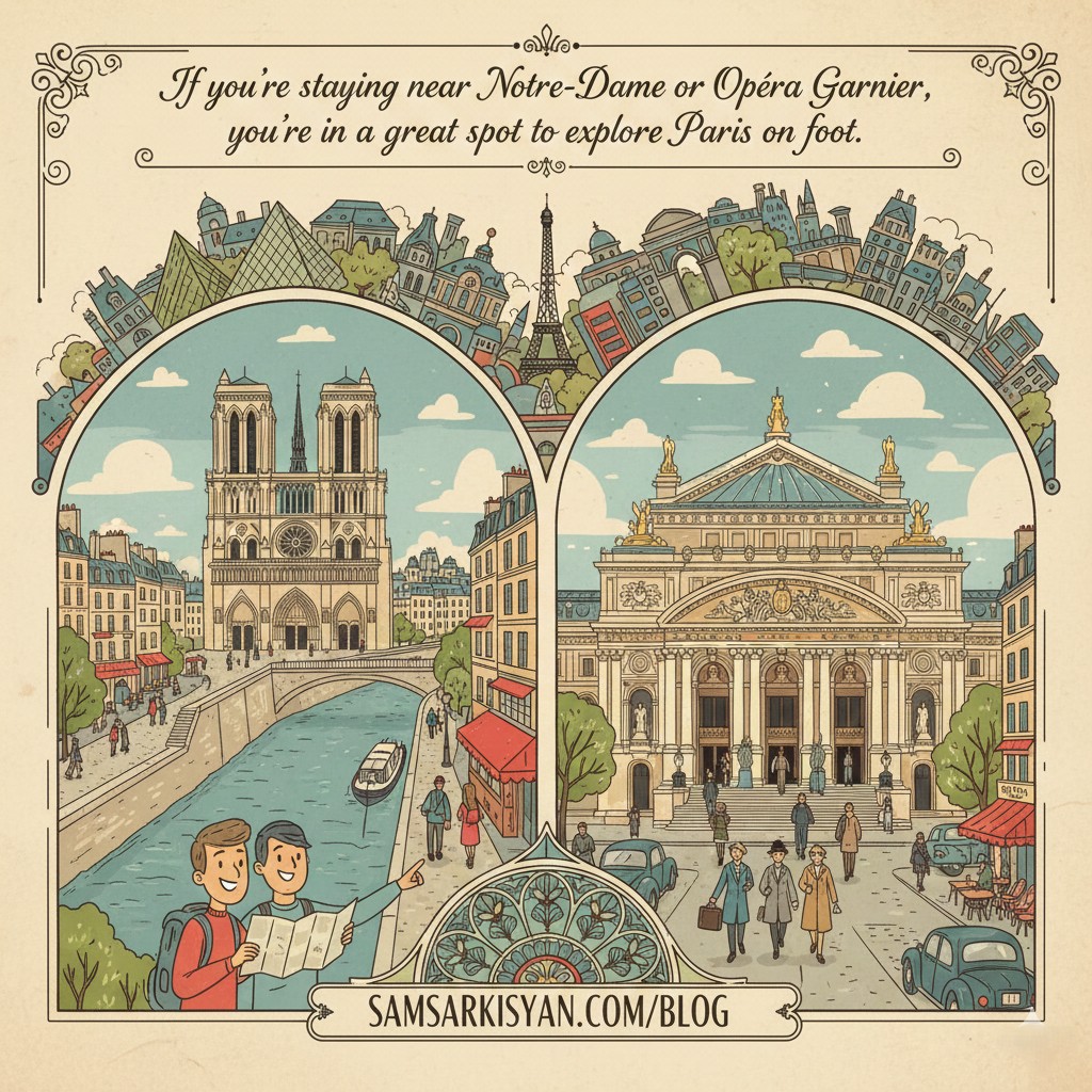 A Scenic Walk Through Paris: Notre-Dame, Opéra, and the Eiffel Tower