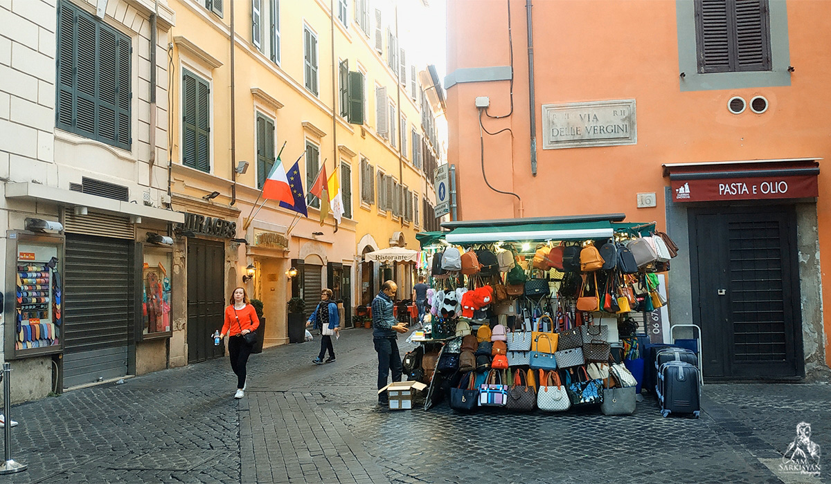 Rome's street with market