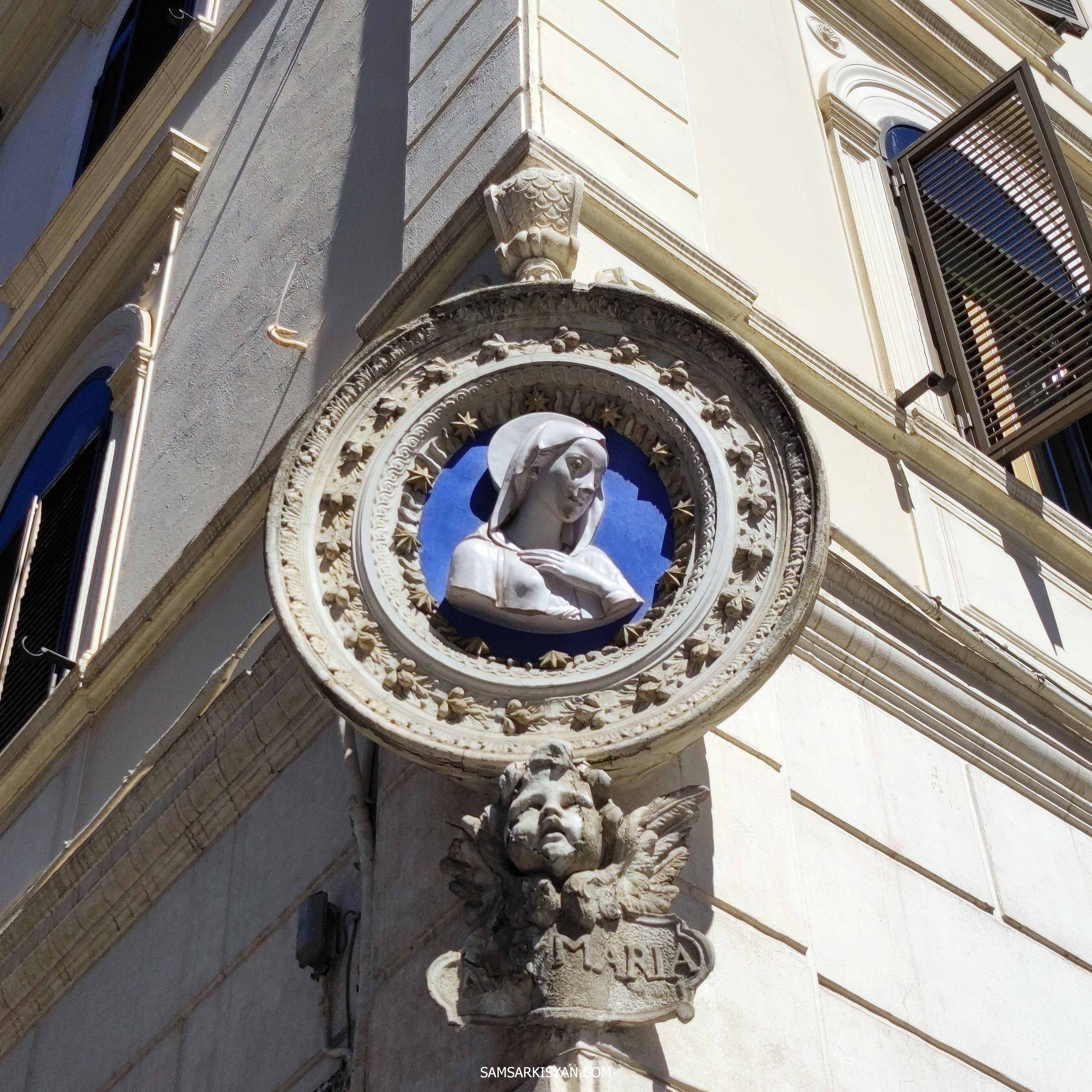 Decorations on the facades in Rome, architectural elements